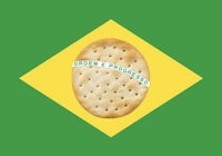 a brazilian flag with a cracker on it