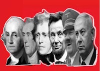 a collage of presidents and presidents in a red background