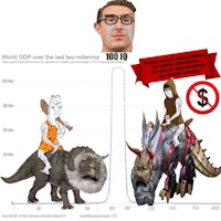 an image of a man riding a dinosaur on a graph