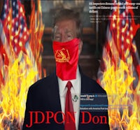 jdpon don in flames with a red bandana on his face