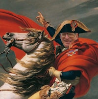 a painting of a man riding a horse