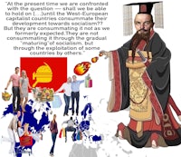 a cartoon of a chinese emperor and a group of people