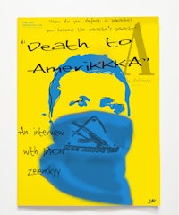 death to americanika, a poster with a picture of a man in a bandana