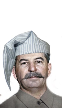 a picture of a man with a mustache and a striped hat